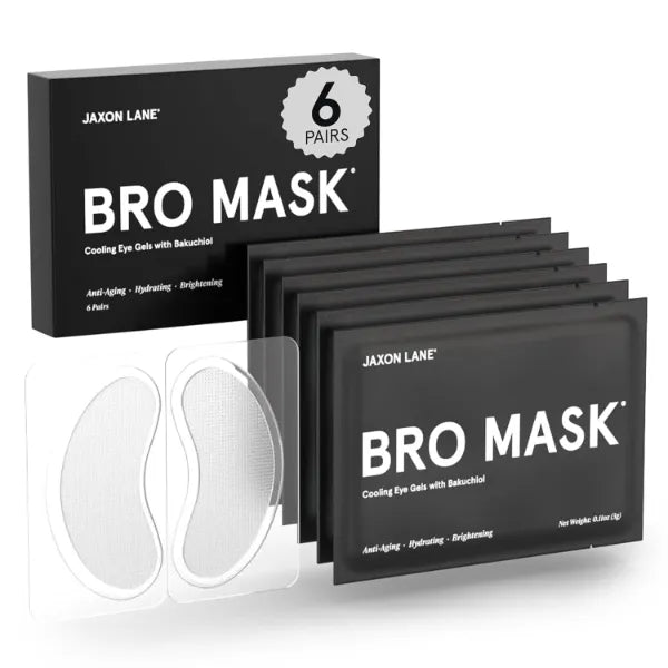 JAXON LANE Bro Mask Under Eye Patches for Men with Hydrogel (6 pairs) - Anti-Aging Korean Eye Masks for Dark Circles and Puffiness - Perfect Skin Care Stocking Stuffers for Men