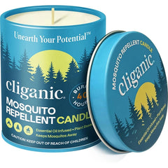 Cliganic Natural Mosquito Repellent Candle (9oz – Single & 2-Pack) – Citronella Scented, DEET-Free, Essential Oil Infused – Outdoor & Camping Bug Repellent Candle, Up to 40-Hour Burn