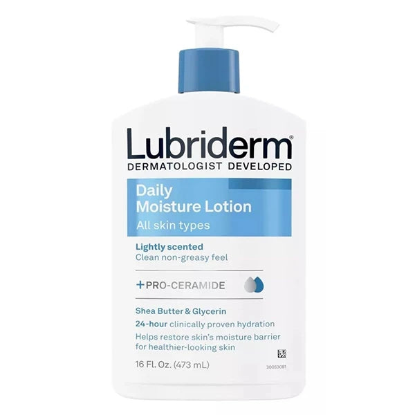 Lubriderm Daily Moisture Hydrating Body and Hand Lotion with Vitamin B5, Non-Greasy, 16 fl Oz