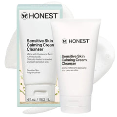 Honest Beauty Sensitive Skin Calming Cream Cleanser, Gently Cleanses Hydrates Calms, Hypoallergenic, Fragrance-Free, Vegan, 4 fl oz