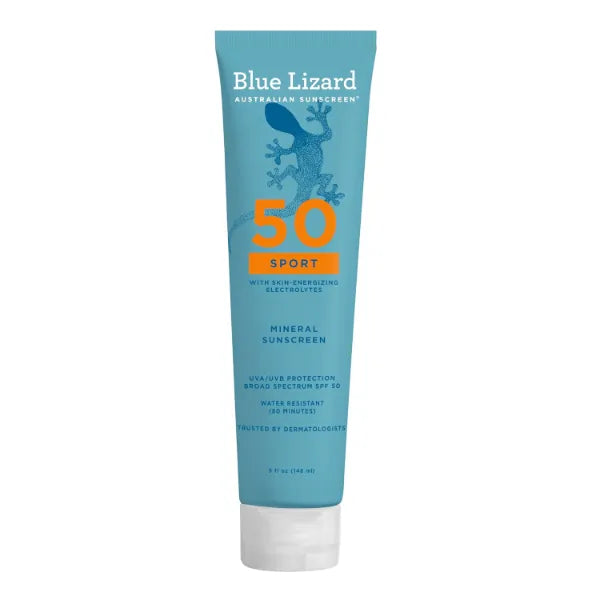 BLUE LIZARD Sport Mineral SPF 50 Lotion – 100% Mineral Sunscreen for Athletes, Fragrance-Free, Paraben-Free & Vegan (5 fl oz)