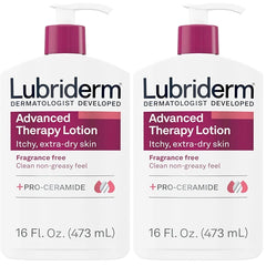 Lubriderm Advanced Therapy Fragrance Free Moisturizing Hand & Body Lotion + Pro-Ceramide with Vitamins E & Pro-Vitamin B5, Intense Hydration for Itchy, Extra Dry Skin, Non-Greasy, 16 fl. oz