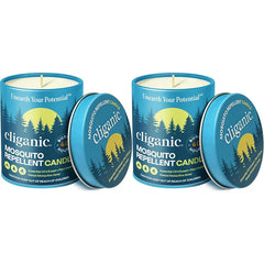 Cliganic Natural Mosquito Repellent Candle (9oz – Single & 2-Pack) – Citronella Scented, DEET-Free, Essential Oil Infused – Outdoor & Camping Bug Repellent Candle, Up to 40-Hour Burn