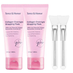 TEREZ & HONOR Collagen Night Wrapping Peel-Off Mask & TremellaGlo Essence Serum Duo – Korean Skincare for Hydration, Elasticity & Glow