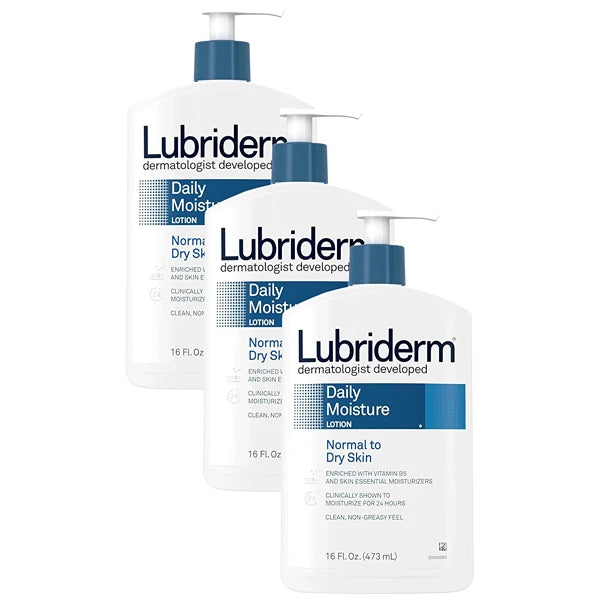 Lubriderm Daily Moisturizer Lotion, Normal To Dry Skin, Fragrance Free, 6-Ounce Bottles