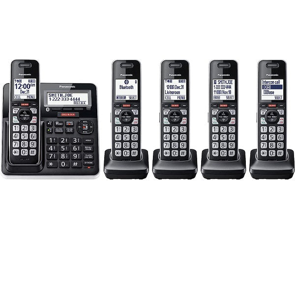 Panasonic Cordless Phone 5 Handsets With Auto Call Block (KX-TGF975B) - Black