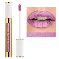 MAKI YIKA Metallic Pink Lipstick Long Lasting Hot Pink Lipsticks for Women, High Shine Glitter Lipstick No Smudge Transferproof Liquid Lip Gloss