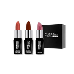 Claraline Matte Lipstick Makeup Set for Women, 3 Pcs, Fashionable Colors, Paraben Free, Non-Sticky, Long Lasting Wear, Gift Set