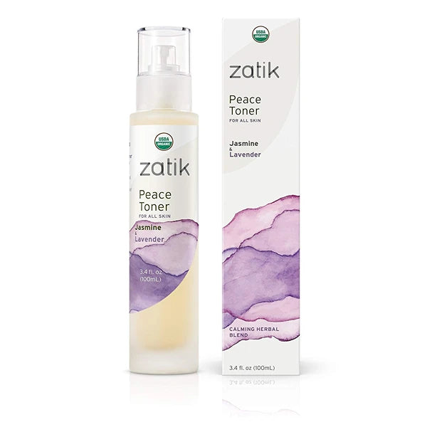 Zatik Naturals Organic Skincare Duo – Peace Toner with Jasmine & Lavender + Solar Mineral Sunscreen with Argan & Moringa | Vegan, Non-GMO, pH Balanced, Clean Facial Care