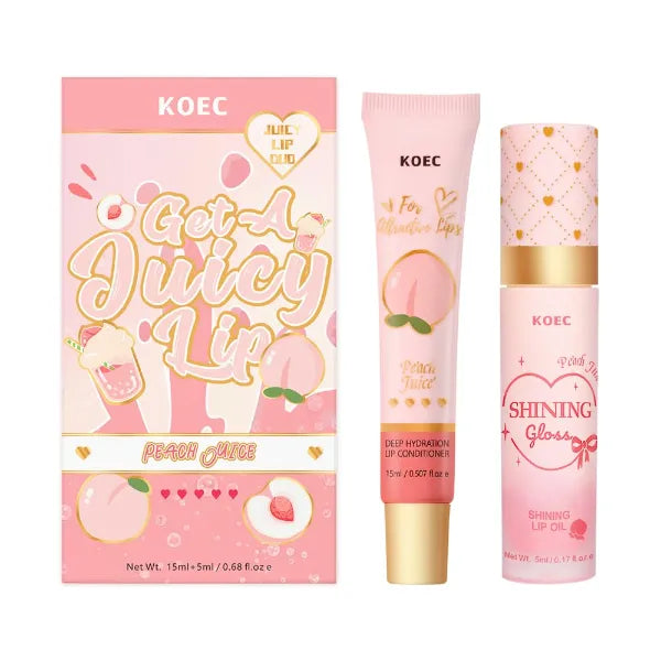 KOEC Peach & Strawberry Juicy Lip Duo – Long-Lasting Lip Hydration & Repair