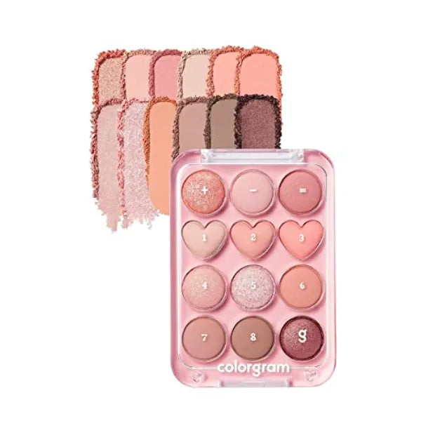 COLORGRAM Pin Point Eyeshadow Palette | Ultra-Blendable Matte, Glitter, Shimmer Shades for Daily Makeup | K-Beauty Eye Palette with Easy-to-Use Calculator Design