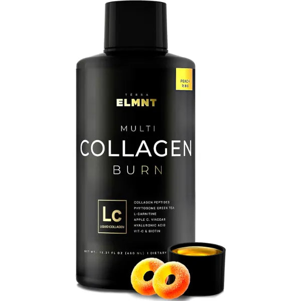 TERRA ELMNT Premium Liquid Collagen for Women Weight Loss & Beauty w. Hyaluronic Acid, Biotin, L-Carnitine, ACV - Ultra Pure Multi Collagen Protein Shots Drink Hair Skin Liquid Vitamins, Colageno