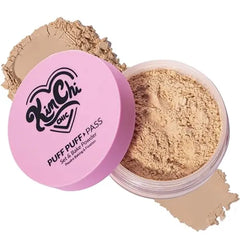 KimChiChic Beauty Puff Puff Pass Set and Bake Setting Powder for Makeup, Extra Fluffy Loose Face Powder Poof, Soft Natural Face Makeup for Uneven Skin Tone