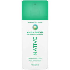 Native Sunscreen Pump Spray, SPF 30, 100% Mineral SPF for Face & Body Broad Spectrum UVA UVB for Men & Women - 7oz