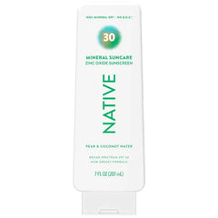 Native Sunscreen Lotion, SPF 30, 100% Mineral SPF for Face & Body Broad Spectrum UVA UVB for Men & Women, Suitable for Sensitive Skin & Hawaii Compliant, 7oz