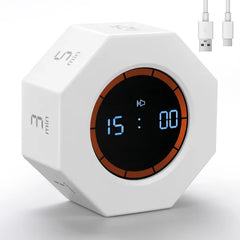 KAFLIN Small Rechargeable Gravity Sensor Pomodoro Timer – Auto-Rotating Digital Kitchen & Study Timer