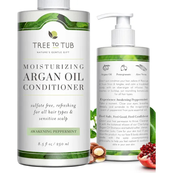 Tree to Tub Hair Conditioner – Hydrating, Volumizing & Thickening Sulfate-Free Conditioner for Women & Men | Organic Argan & Coconut Oils, Biotin, Collagen, Caffeine & Natural Botanical Extracts