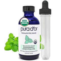 PURA D'OR Organic Essential Oil (4oz with Glass Dropper) - 100% Pure, Natural, Therapeutic Grade for Hair, Skin, Body & Aromatherapy Diffuser