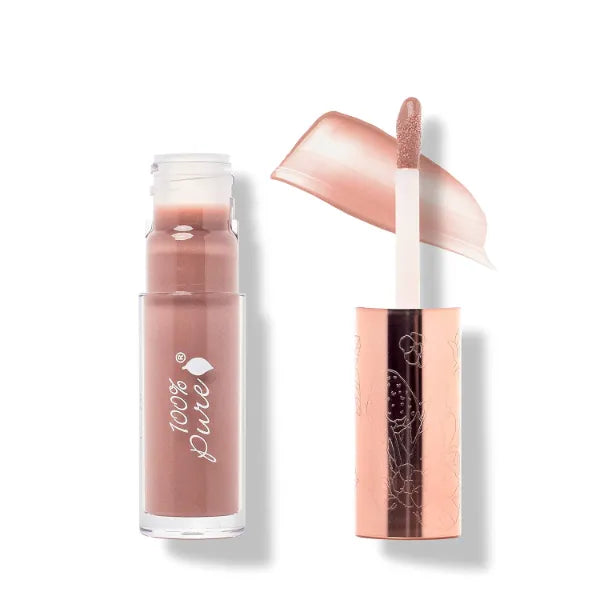 100% PURE Lip Gloss (Fruit Pigmented), Pink Caramel, High Shine, Moisturizing, Natural Lip Gloss, Sheer Finish, Tinted Lip Gloss w/Cocoa Butter, Vitamin E - 0.14 Fl Oz