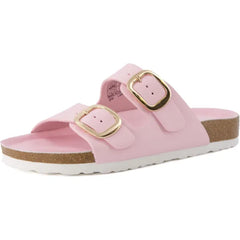 CUSHIONAIRE Lang Slip On Cork Footbed Womens Sandals - Comfortable Slides with Adjustable Buckle Flat Sandals for Women 2025