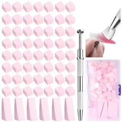Fcozpjk Soft Sponges with Grabbing Pen for Ombre and Aura Nail Art with Brush, Professional Manicure Nail Art Tools Accessories Supplies, 100 Pieces