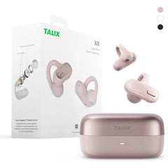 TALIX Open Ear Clip-On Earbuds X8 with AI ENC & Powerful Bass, Wireless Bluetooth 6.0, IPX4 Sweatproof Fitness Headphones, Physical Buttons, 5g Lightweight Ear Buds with Multi-Device Switching