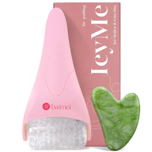BAIMEI IcyMe Ice Roller for Face & Gua Sha Set, Depuff & Migraine Relief