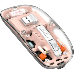 A.JAZZ Wireless Mouse – Bluetooth 5.1 & 2.4G Dual Mode, Transparent Lightweight Design, Rechargeable Silent Click with USB-C Nano Receiver for PC, Mac & iPad