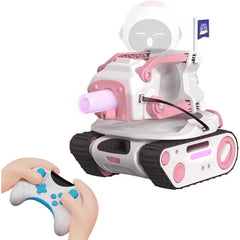 ENERGIZE LAB Panxer+Maticontroller - RC Battle Tank Compatible with Eilik Robots Blue/Pink/DQ/Sliver, Crawler Car Toys with LED Lights and 2.4Ghz Remote Control, Single and Multi-Player Mode, Exclude Eilik Robot