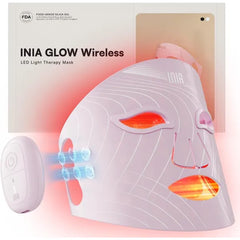 INIA Red Light Therapy Mask for Face, Glow Wireless LED Face Mask Light Therapy with Near-Infrared Red Light (NIR), Rechargeable and Ergonomic Design for Home & Travel