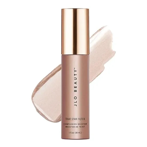 JLO BEAUTY Complexion Booster Highlighter & Bronzer for Face & Body, Lightweight Skin Care Makeup Primer with Vitamin E, Shimmer Skin Tint for Dewy Glow, That Star Filter 1 Fl Oz