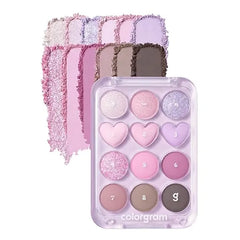 COLORGRAM Pin Point Eyeshadow Palette | Ultra-Blendable Matte, Glitter, Shimmer Shades for Daily Makeup | K-Beauty Eye Palette with Easy-to-Use Calculator Design