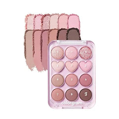 COLORGRAM Pin Point Eyeshadow Palette | Ultra-Blendable Matte, Glitter, Shimmer Shades for Daily Makeup | K-Beauty Eye Palette with Easy-to-Use Calculator Design