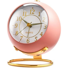 Tetino Analog Alarm Clocks,Desk Clock Aesthetic Retro Cute,Room Decoration,Small Clock with Night Light,Silent Non Ticking,Battery Powered,Clocks for Kids,Bedroom,Travel,Kitchen,Bedside Decor
