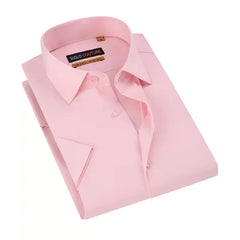 Suslo Couture Men's Slim Fit Performance Short Sleeves Solid Button Down Shirt