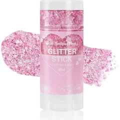 Mysense Carnival White Body Glitter Stick,Face Hair Glitter Gel for Women Kids,Sparkling Mermaid Sequins Chunky Glitter Face Paint Makeup,Singer Concert Outfit Festival Rave Accessories