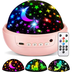 COOLNIGHT Boy Room Decor, 93 Lighting+3 Films Toddler Room Decor, Remote+Dimmable+360° Slient Nightlight for Baby Nursery, Starry Night Light Up Toys, Moon Projector