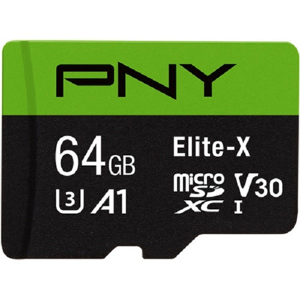 PNY Memory Card Micro SD Elite-X With Adapter 100MB/S 64GB