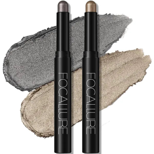 FOCALLURE 2 Pcs Cream Eyeshadow Stick,Brightener Eyeshadow Pencil Crayon,Highlighter Eye Shadow Stick Sets with Crease-proof Formula,Long Lasting Waterproof Eye Shadow Make Up