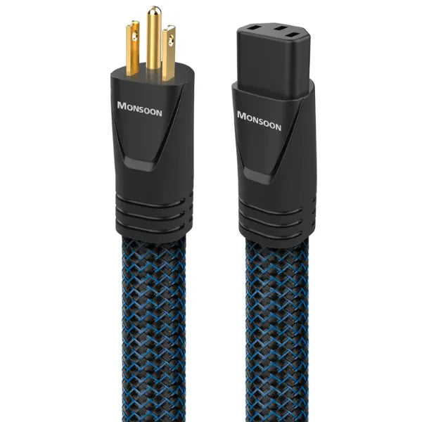 AudioQuest Monsoon High-Performance AC Power Cable – 15 Amp Premium Power Cord for Clean Power Delivery, Low-Noise Conductors & Enhanced Audio/Video System Performance for HiFi Equipments