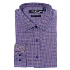 Nick Graham Men's Modern Fit Zig Zag Non-solid Dress Shirt
