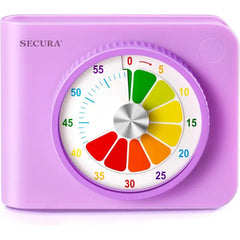 Secura Visual Timer for Kids – 60-Minute Classroom Countdown Timer with Color Disc, Silent & Beep Modes, Magnetic Back & Stand for Time Management