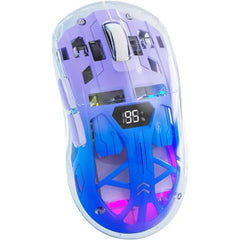 ZIYOU LANG A2 Transparent Wireless Gaming Mouse – Bluetooth & 2.4G Dual Mode, 4000 DPI PixArt 3212 Sensor, RGB Backlit with Battery Display, Compatible with Windows & Mac