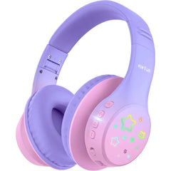 EarFun K4 Kids Bluetooth Headphones, Wireless Headphones with LED Lights, 74/85/94dBA Volume Limited, Built-in Mic, 90H Playtime, Bluetooth 5.4 Over Ear Headphone for iPad/Tablet/PC