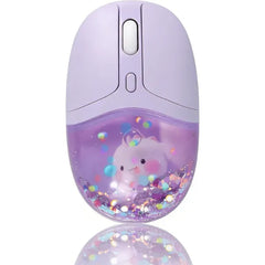 SHARE SUNSHINE Wireless Bluetooth Transparent Aqua Mouse – Cute Liquid Glitter Design, Silent Click, Compatible with Mac, PC, Laptop, Tablet & iPad