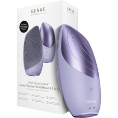 GESKE SmartAppGuided Sonic Thermo Facial Brush 6 in 1 Skin Cleansing Brush with Thermal Function Electric Facial Massager