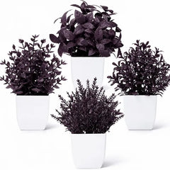 Der Rose 4 Pack 7 Mini Fake Plants, Artificial Plants for Bathroom Decor