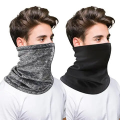 QUANFENG QF Neck Gaiter 2Pcs Breathable Winter Neck Warmer for Skiing, Fishing, Hiking – Black / Grey