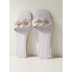 MAX FASHION Floral Embellished Slip-On Flat Sandals-Purple