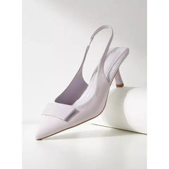 MAX FASHION Accent Detail Slip-On Slingback Shoes with Stiletto Heels-PURPLE